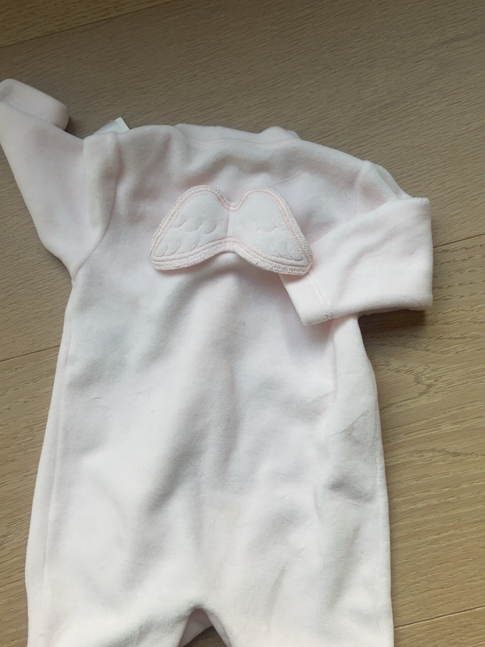 Marie Chantal velour angel wing sleepsuit- pink